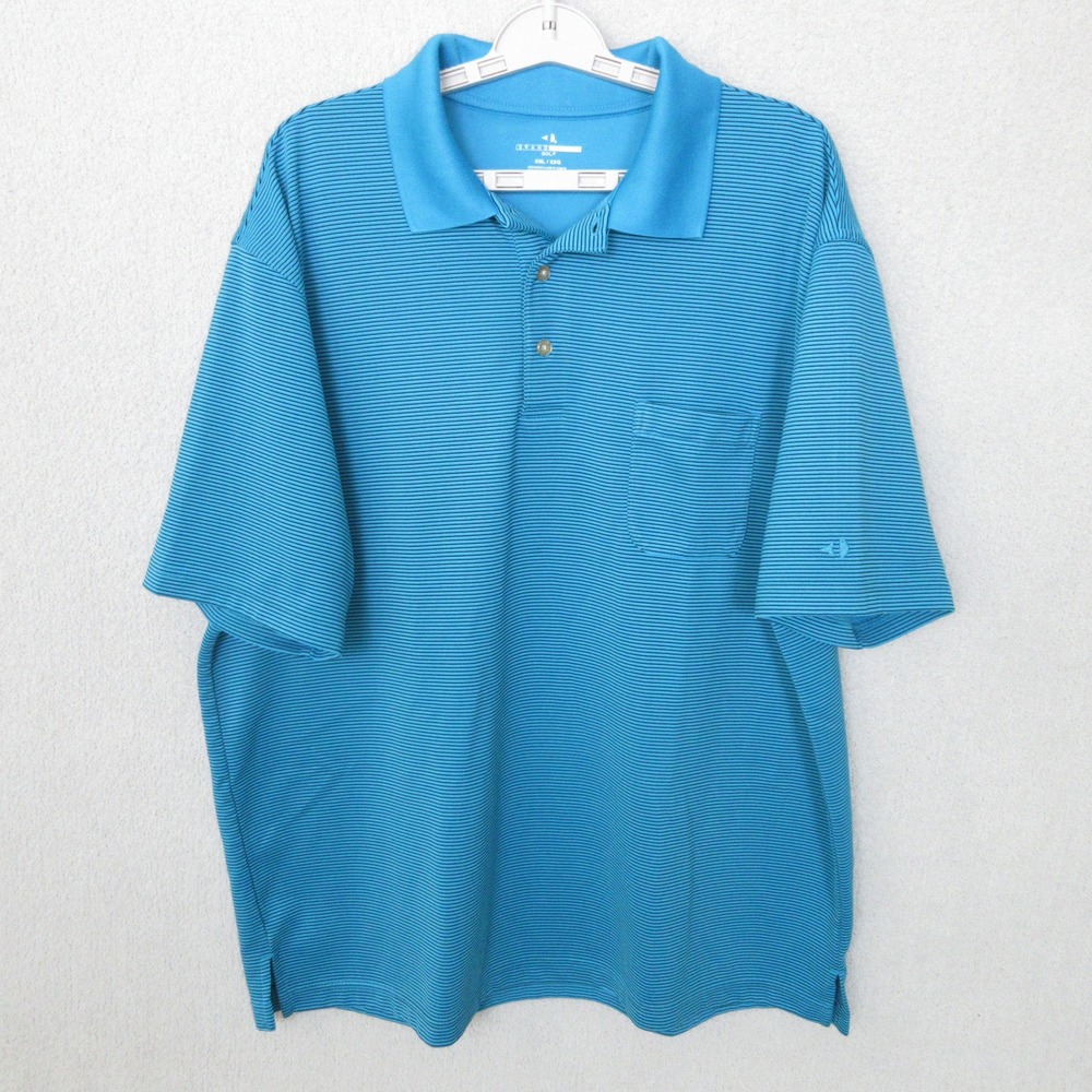Grand Slam Golf Polo Shirt‎ XXL Mens Blue Striped Short Sleeve Casual Top